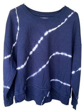 Athleta Women's Navy Tie-Dye Pullover Sundown Sweatshirt Navy White Size XL